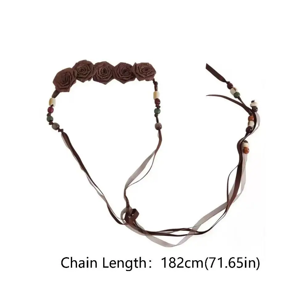 Perlina Bohemian Floral Vita Corda Rosa Jeans Decor Abito Catena in vita Decorazione pantaloni Accessori per capelli