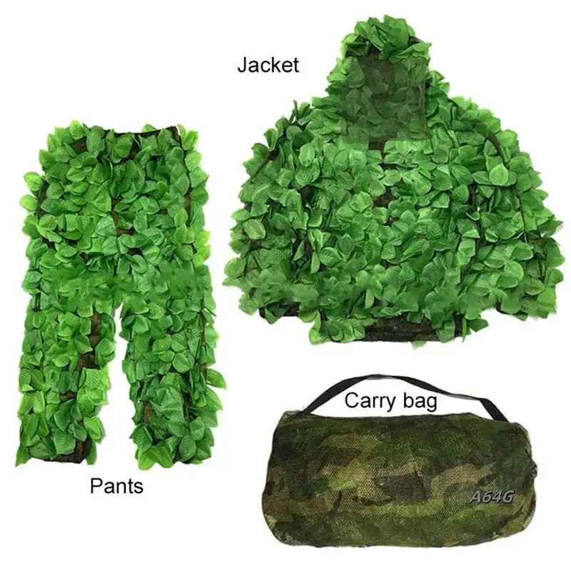 3D Bionic Hunting Ghillie Suits Leaf Camouflage Jungle  Hunting Clothes Bird Watching Clothing