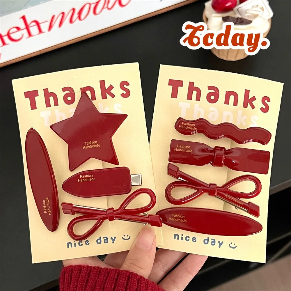 Nieuwe strik haarspeld rode ster gebroken haar clip eend gefactureerd clip cadeau