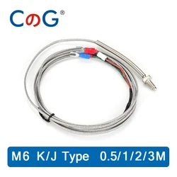 CG M6 Screw K J Type with 0.5m 1m 2m 3M Wire Cable Small Thermocouple WRNT-02 Temperature Sensor for Temperature Controller