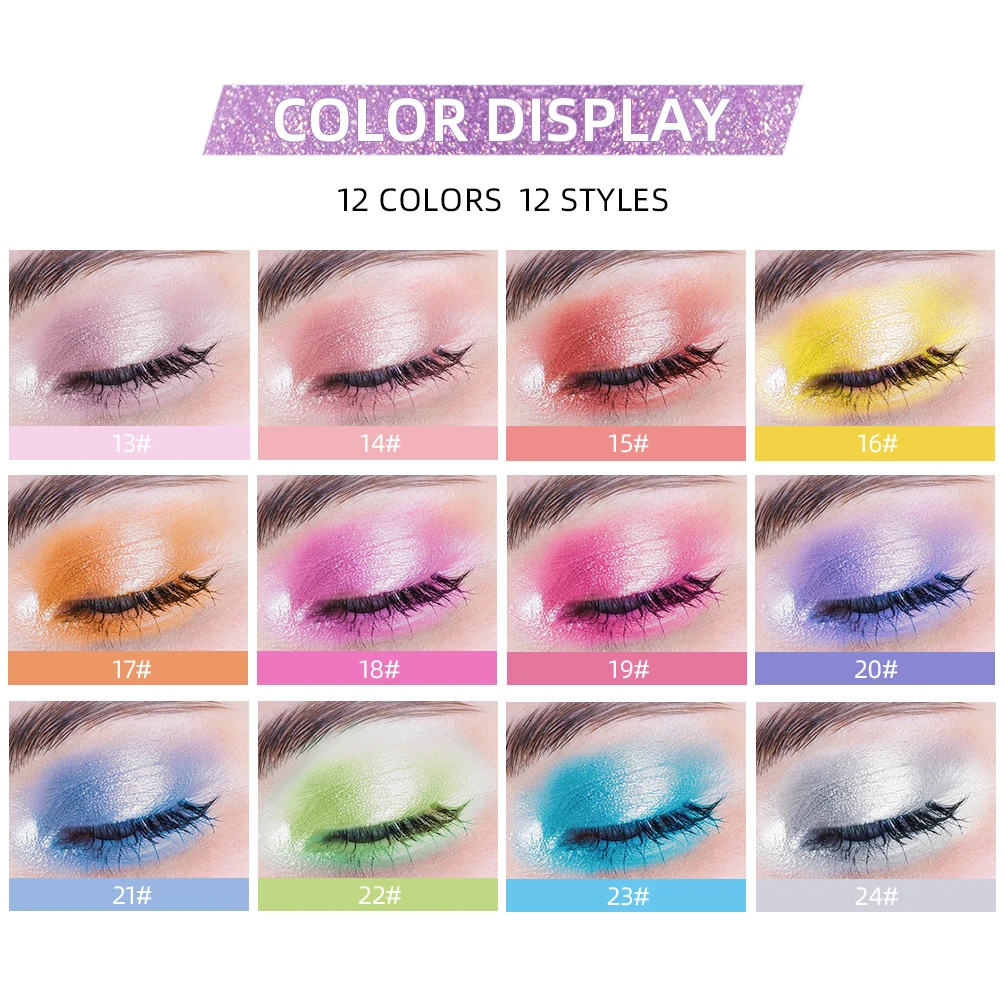 QIBEST 12 PCS Metallic Diamond Eyeshadow Set Pearly Watery Eye Shadow Sparkling Party Radiant Liquid Eyeshadow Kit Eyes Makeup