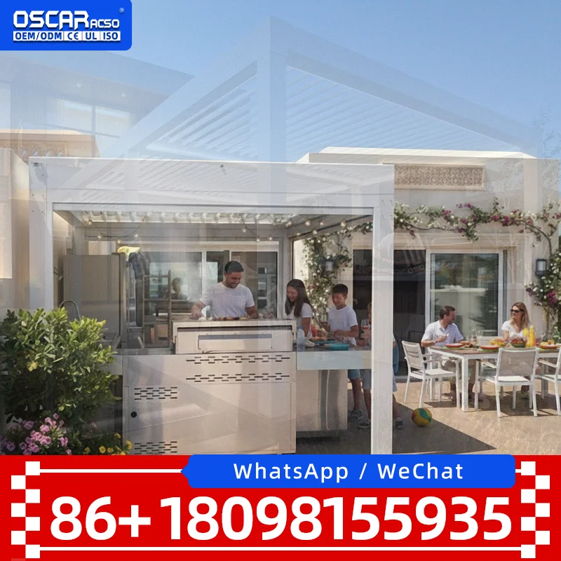 Adjustable Weatherproof Aluminum Pergola Rain Sun Shading Luxury Modern Gazebo Patio Backyard Garden Deck Europe NorthAmerica Vi