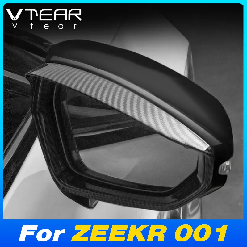 Vtear Car Rearview Mirror Frame Cover Rain Shield Eyebrow Trim Stickers Exterior Accessories For ZEEKR 001 WE ME YOU Z-spor 2024