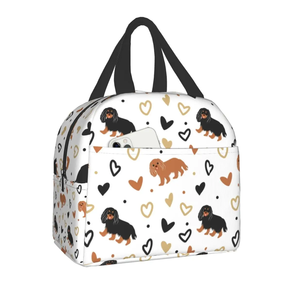 Starry Night Dog Cavalier King Charles Spaniel Insulated Lunch Bag Resuable Cooler Thermal Lunch Box for Women Kid Picnic Travel