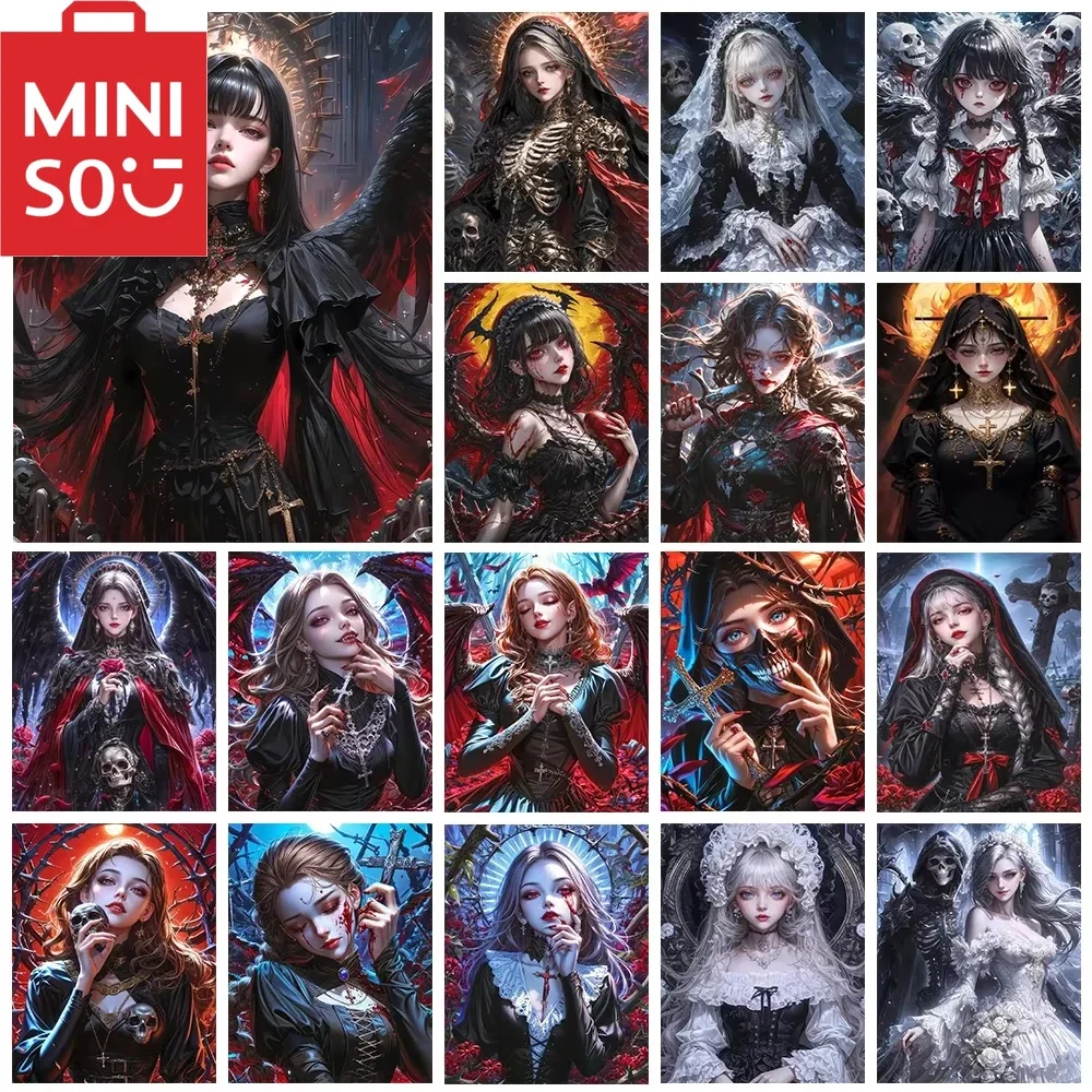 

MINISO мультфильм девушка алмазная живопись комплект череп вампира липкая алмазная вышивка ангел ручная работа DIY мозаика домашний декор подарки для детей