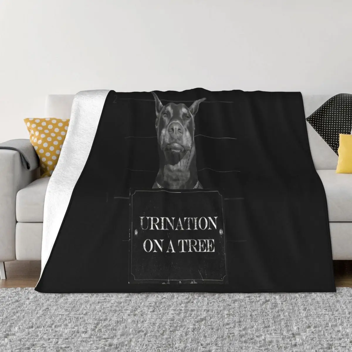 Doberman Mug Funny Dog Animal Print Top Mug Shot Dobe Dobermann Women Men Throw Blanket