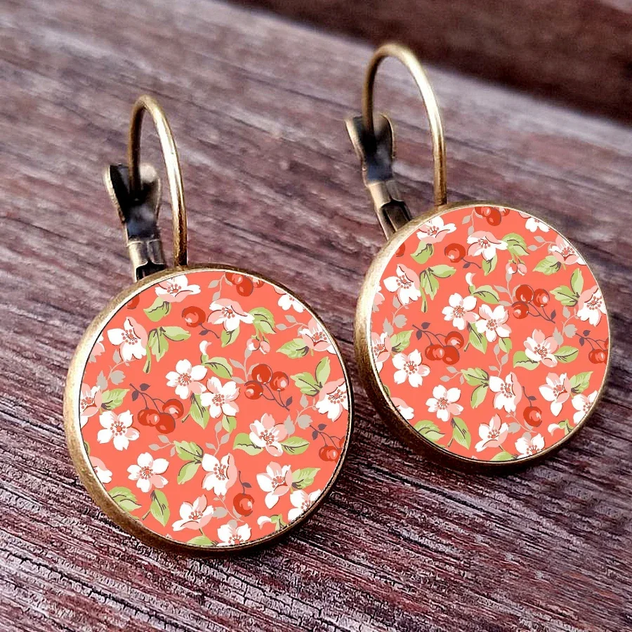 2024 Trendy Fragmented Flower Earrings Retro Style Colorful Small Flower Dome Glass Earrings Daily Earrings Women\'s Jewelry Gift