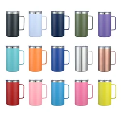 Home Office Use Large Tea Coffee Mugs Vacuum Flask Double Wall Stainless Steel  Water Cups 16oz 24oz