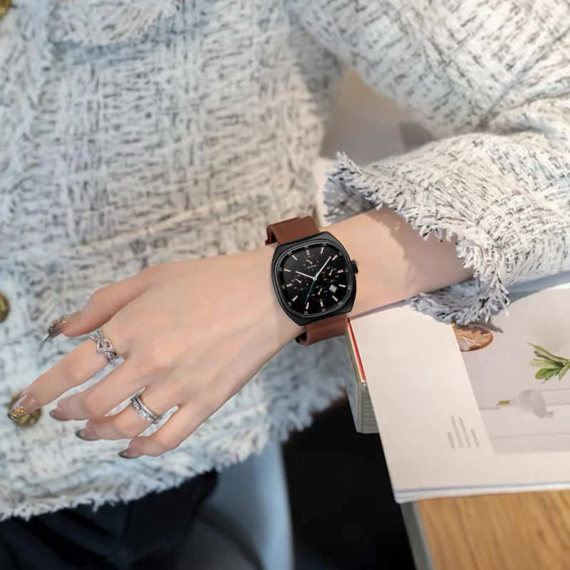 ساعات يد أنيقة للزوجين، ساعات كوارتز فاخرة وعالية القيمة، معززة بتقويم للنساء، سيليكون، اختيار مميز #4