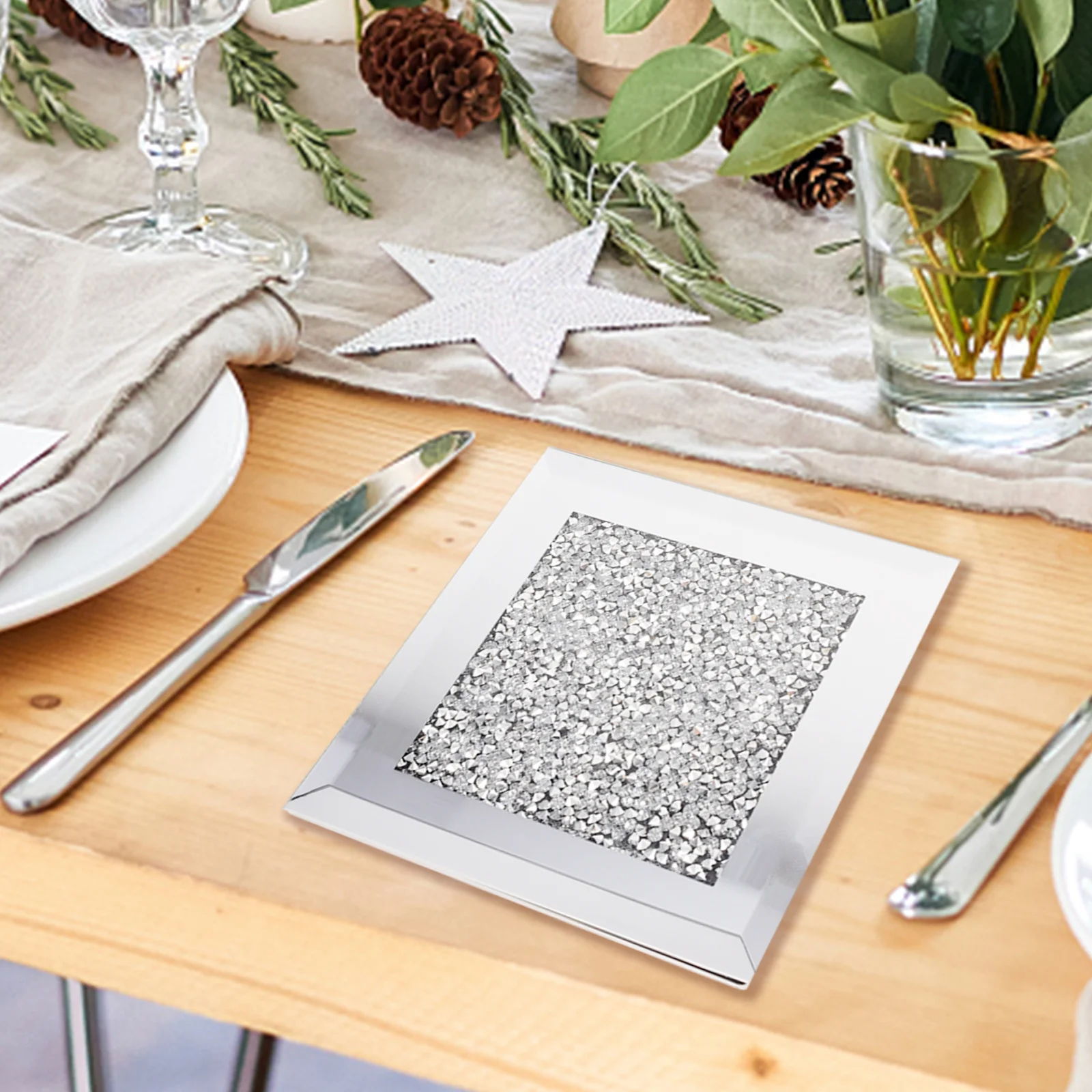 

4Pcs Glass Coasters Rhinestone Decorative Cup Pads for Home Restaurant Bar Heat Insulation Table Protection Drink Coasters