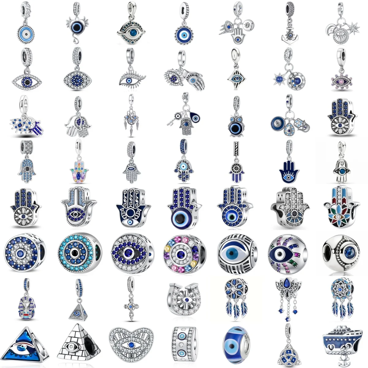 

Hot Selling 925 Sterling Silver Devil's Eye Fatima Cross Pendant Suitable For Original Bracelets, Charming Women's DIY Jewelry