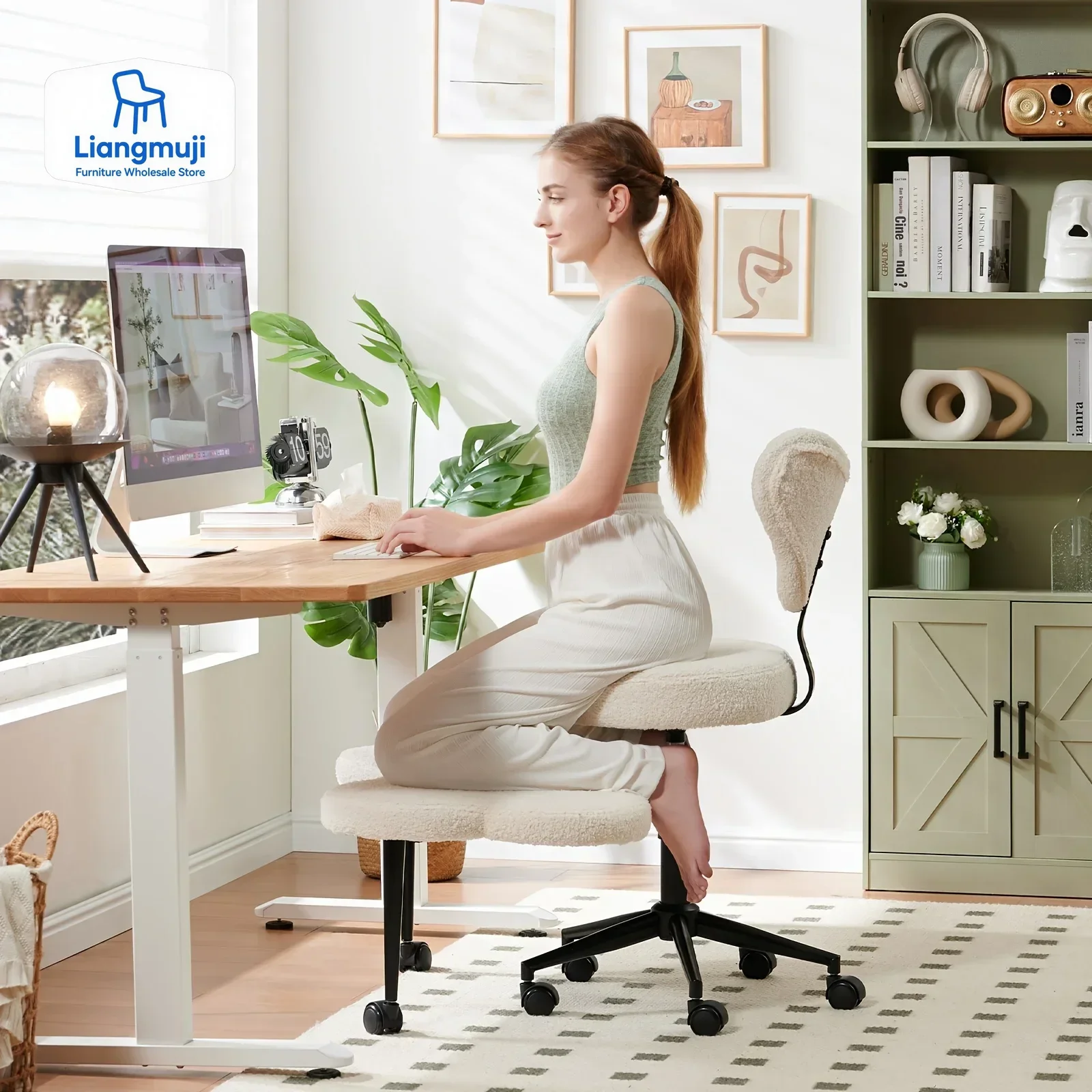 

Cross Leg Chair - Meditation Chair with Wheels, ADHD Chair, Height Adjustable Seat, Adjustable Footstool silla gamer desk chair
