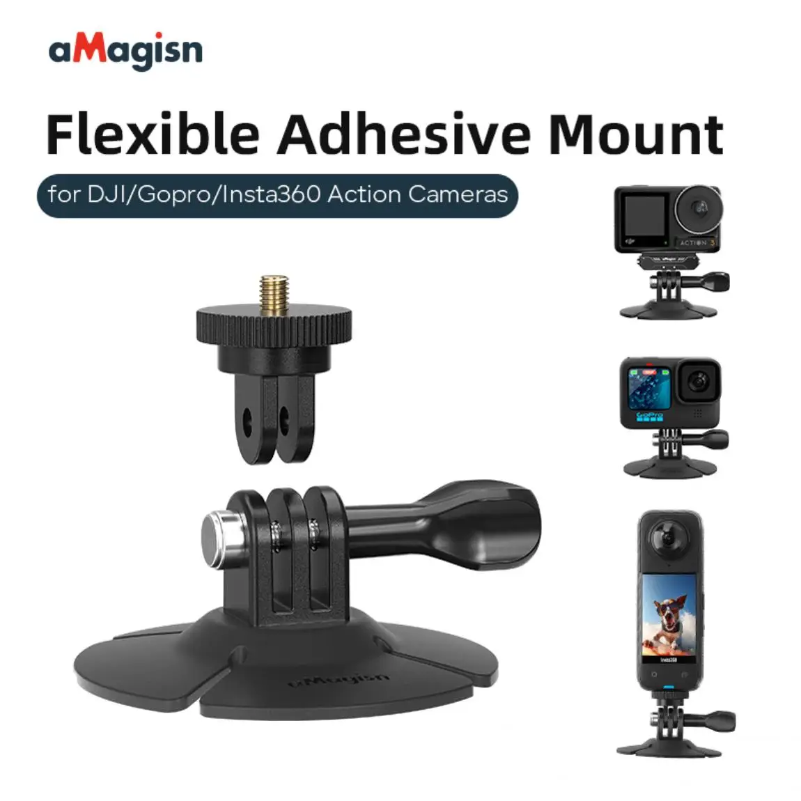 3M Adhesive Mount for GoPro Hero 13/12/11, DJI Osmo Action 6/5 Pro, Insta360 X4 X5, Sticky Base for Flat/Curved Helmet Mount