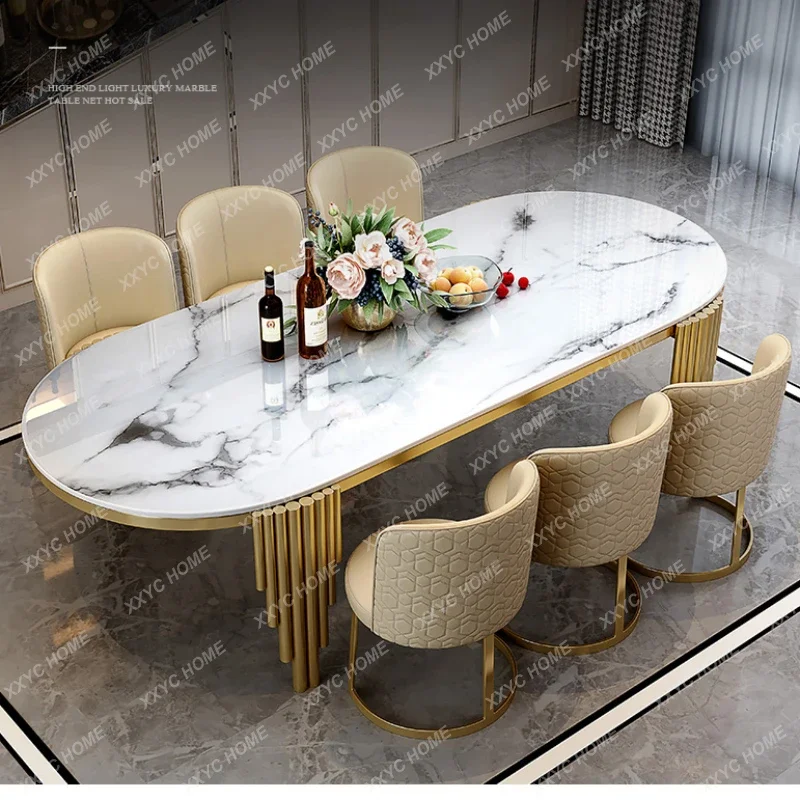 

Stainless steel Dining Room Set Home Furniture modern marble dining table
