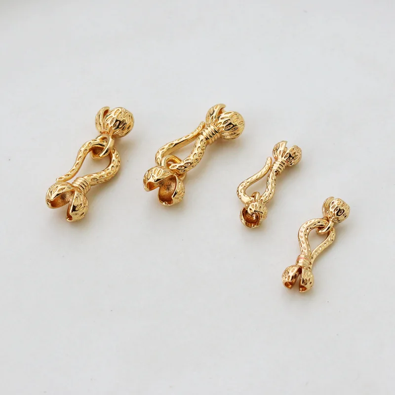 

4Sets Brass Gold Plated Hook and Eye Clasps Hook Eye Toggle Cord Rope End Connector Clasps for Necklace Bracelet Jewelry Making