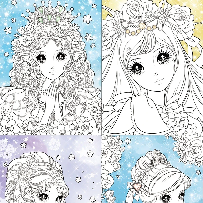 6 Books Diamond Princess Coloring Books & 540Pcs 3D Rhinestone Stickers Coloring Books for Girls/Kids/Children/Adults DIY Books