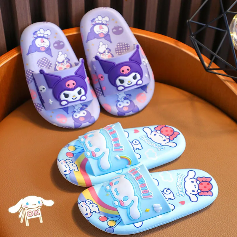 

Kawaii Sanrio Hello Kittys Anime Figure Kuromi Cinnamoroll My Melody Cute Kids Summer Beach Outdoor Non-Slip Slippers Girls Toys