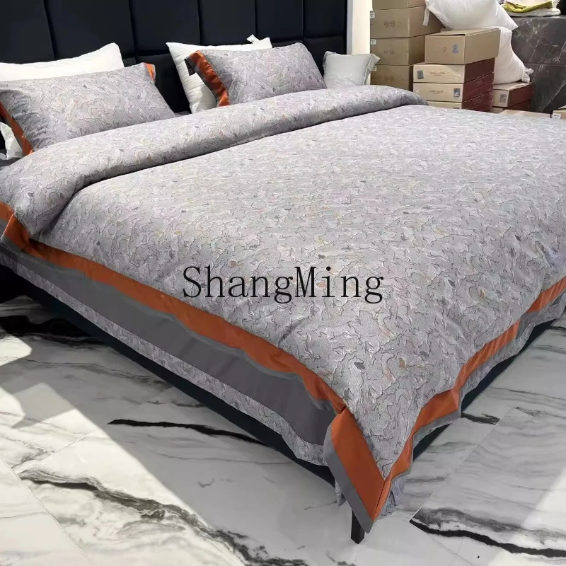 

FG new pure cotton printing double four-piece long-staple cotton light luxury contrasting color bedding