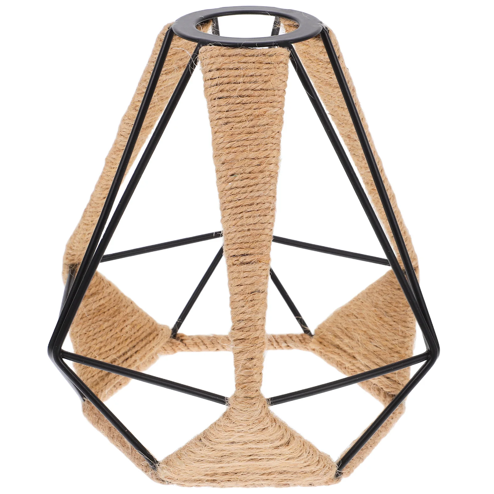 

Vintage Industrial Rope Lampshade Metal Cage Diamond Frame Hanging Pendant Light Shade for Home Decor Lantern Lamp Shade