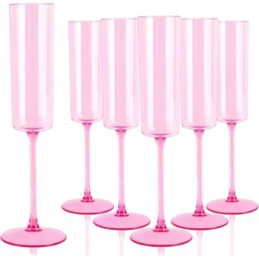 

24 Pack Plastic Champagne Flutes - 6 Oz Champagne Glasses - Square Plastic Toasting Glasses for Party Birthday Anniversary Wedd
