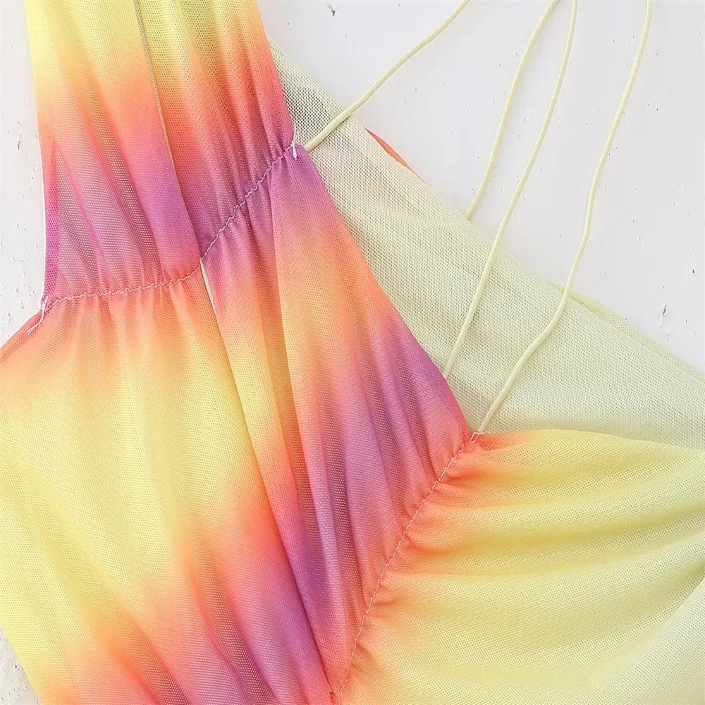 2024 Summer Beach Women Maxi Dresses Female Sexy Backless One-shoulder Cut-out Gradient Fashion Off Shoulder Sleeveless Dress