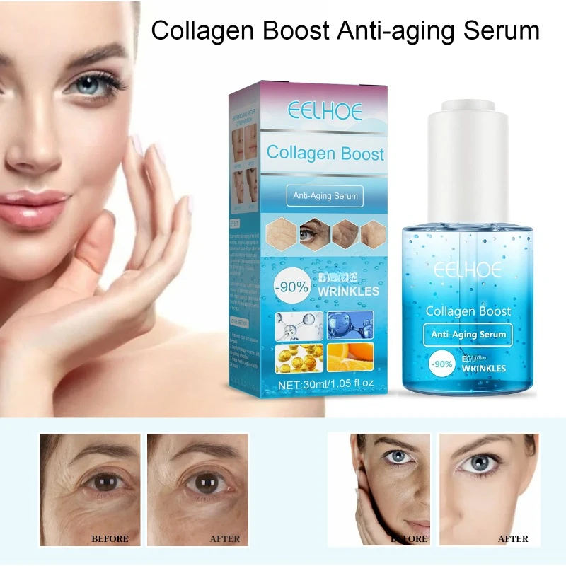 Collagen Wrinkle Remover Face Serum Lifting Firming Fade Fine Lines Anti-aging Essence Whitening Brighten Nourish Skin Care