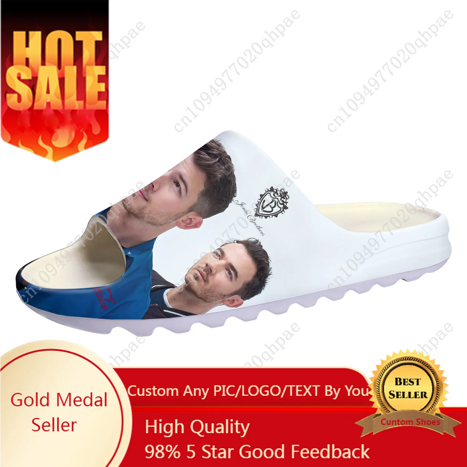 

Jonas Brothers Custom Made Soft Sole Sllipers Home Clogs Step On Water Shoes Mens Womens Teenager Bathroom Beach Step In Slliper