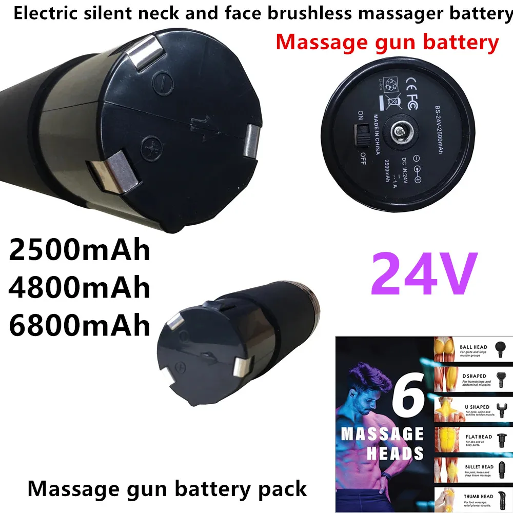 24V Massage Gun Battery Pack 2500-6800mAh High Capacity Electric Silent Brushless Massager for Neck And Face