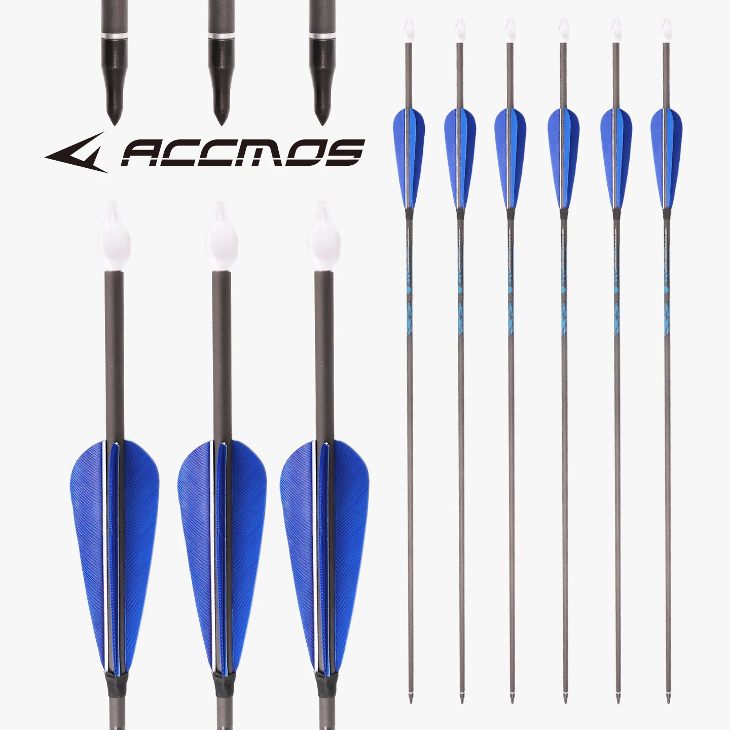 

ACCMOS 6/12 шт. ID6,2 мм стрелы из чистого углерода 32/33 дюйма, позвоночник 250 300 350 400 500 600 700 800 стрелы для стрельбы по мишеням, охоты