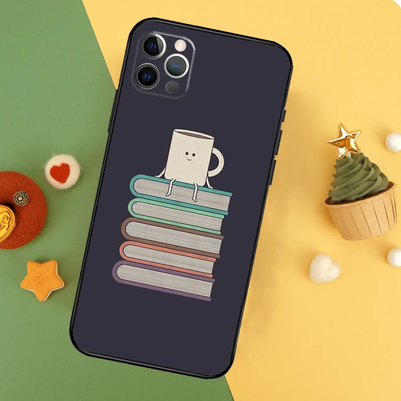 Read Books illustration Funda For iPhone 11 12 13 14 16 15 Pro Max Mini XS Max X XR SE2 7 8 14 16 15 Plus Phone Case