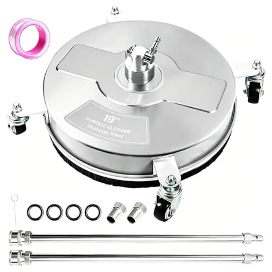 Prure Washer Surface Cleaner, Stal Steel Surface Cleaner with 4 Wheels for Concrete, Patio, Sidewalk, Deck, Pathway 1/4