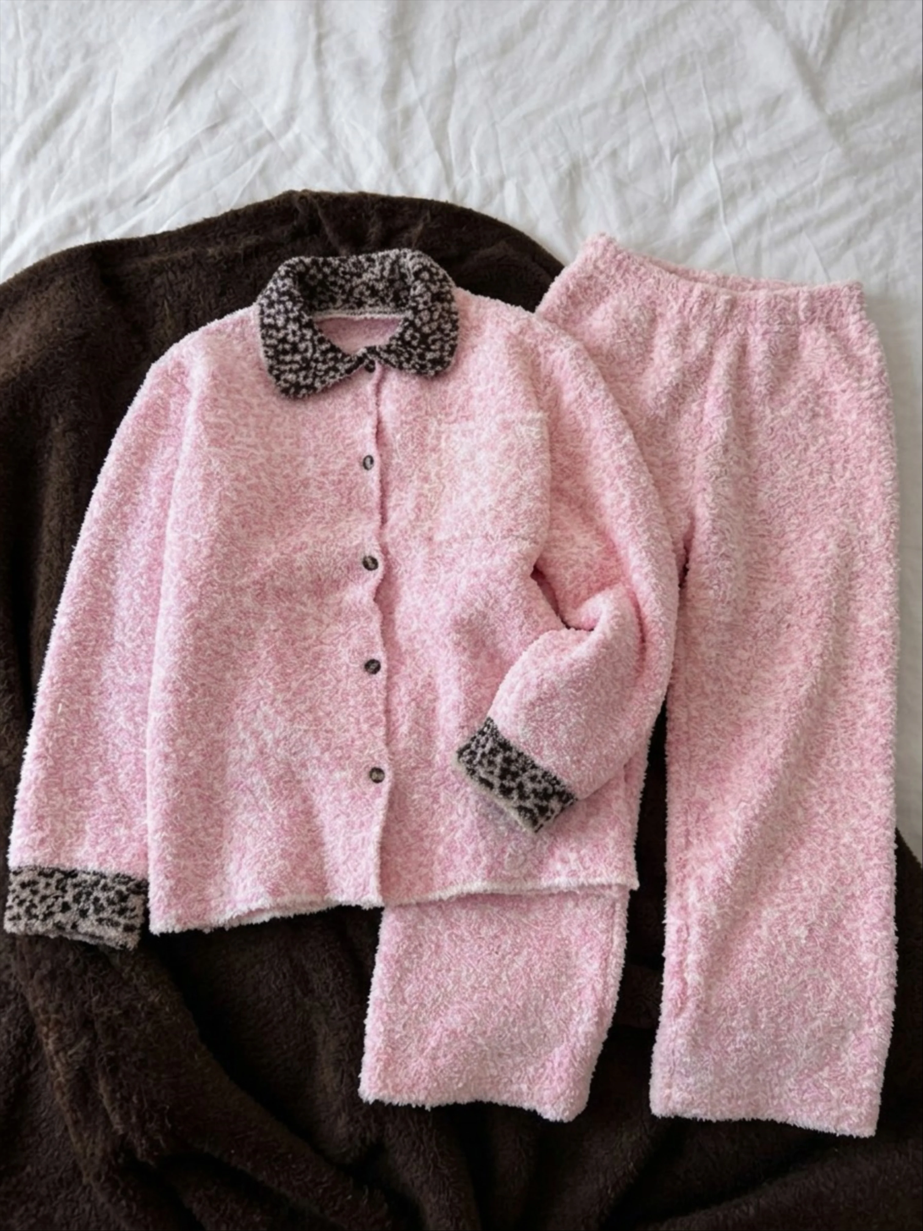 set-da-notte-in-pile-spesso-rosa-e-con-stampa-leopardata-abbigliamento-da-casa-autunno-inverno-da-donna-morbido-e-caldo-cardigan-a-maniche-lunghe