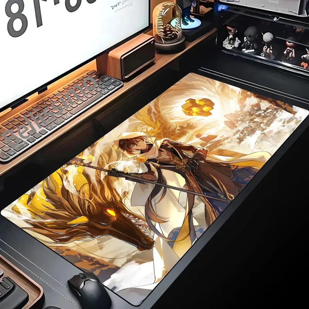 Genshin Impact Zhongli Extra Large Mouse Pad Anime Custom Game Mat 400X900MM Mousepad Pad Pc Keyboard Pad Desk Mat