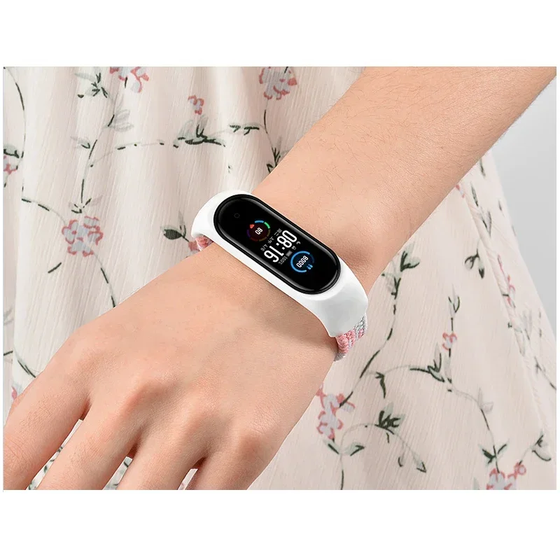 Braided Solo Loop for xiaomi Mi band 7 Watch Strap Nylon watchband NFC Bracelet smart Miband6 belt correa on Mi band 7 6 5 4 3 image 3
