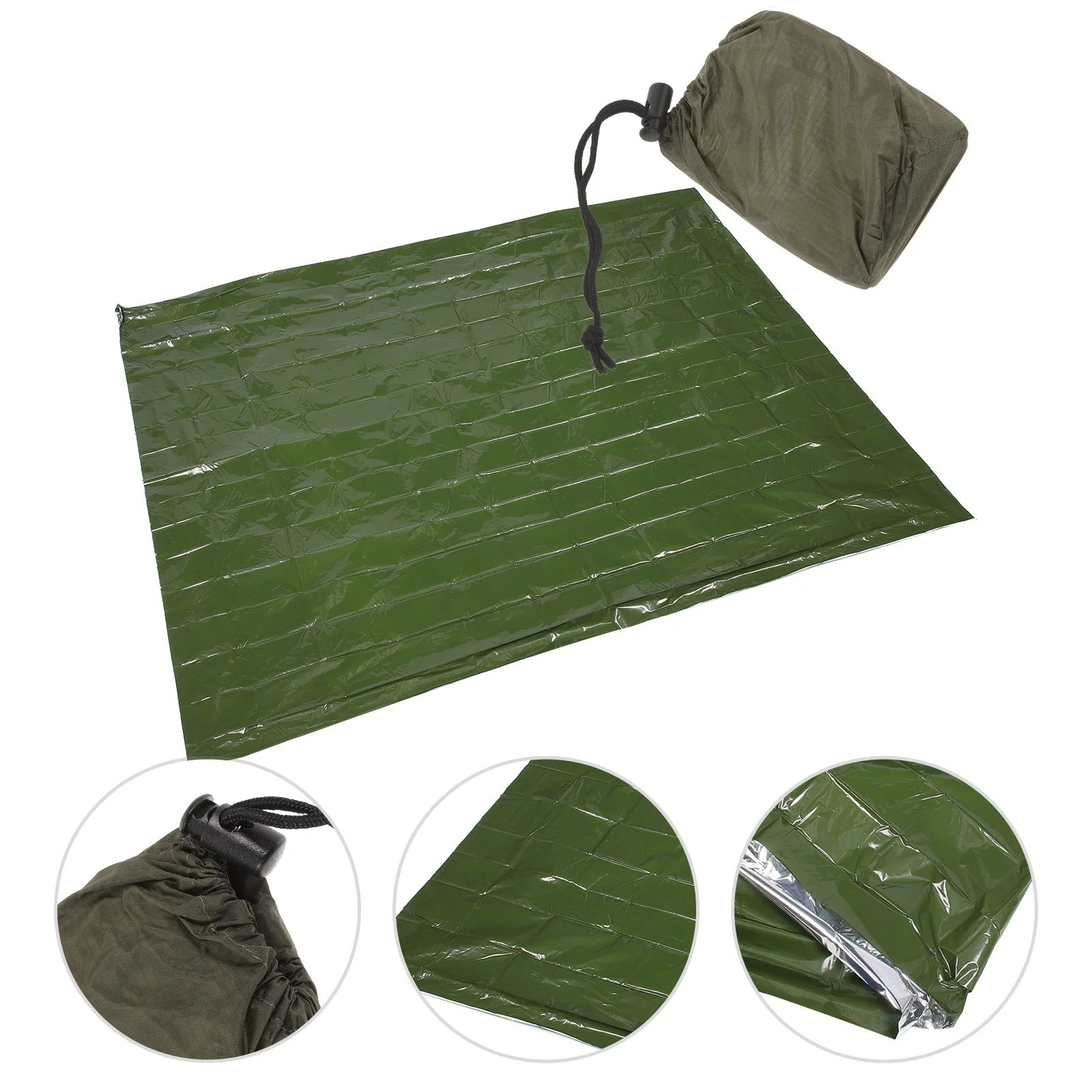 

First Aid Blanket Green Emergency Thermal Camping Foldable Blankets Survival Pe Aluminum Film Keep Warm