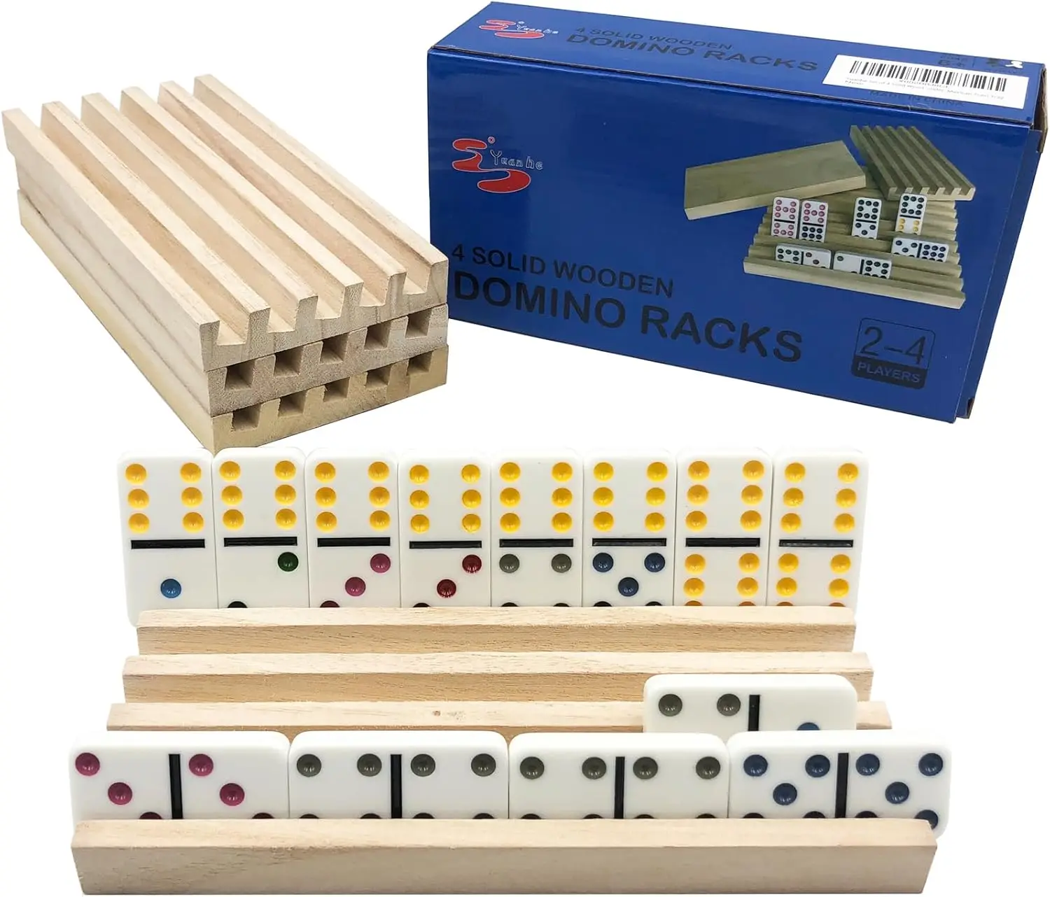 

Набор из 4 деревянных подставок для домино для игр Mexican Train, Rummy, Chickenfoot