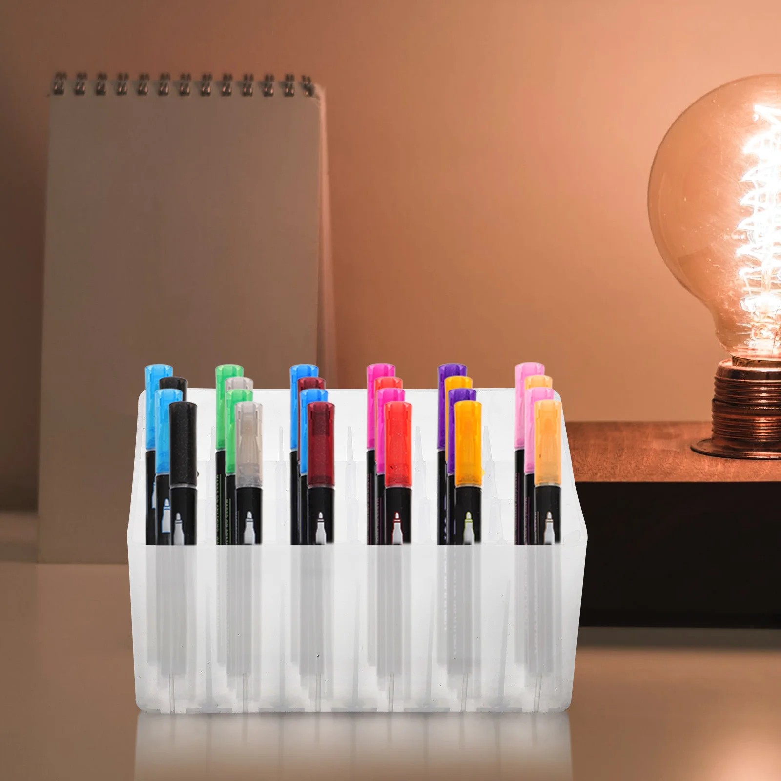 

4Pcs Desk Marker Organizer Base Strong Plastic Pen Stand for Marker Storage Holder Functional Office Stationery Container