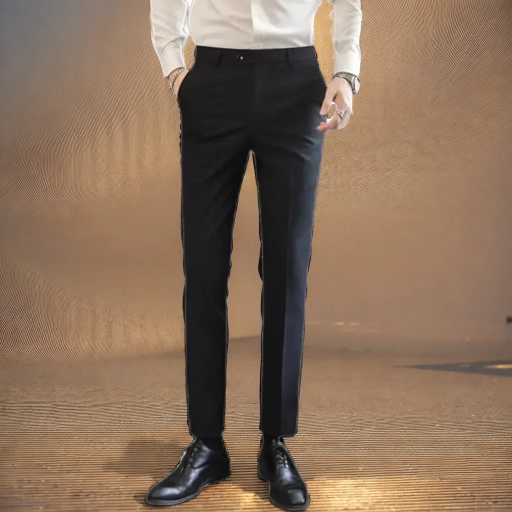 

Мужские прямые классические брюки, однотонные деловые повседневные брюки, летние удобные джентльменские модные брюки