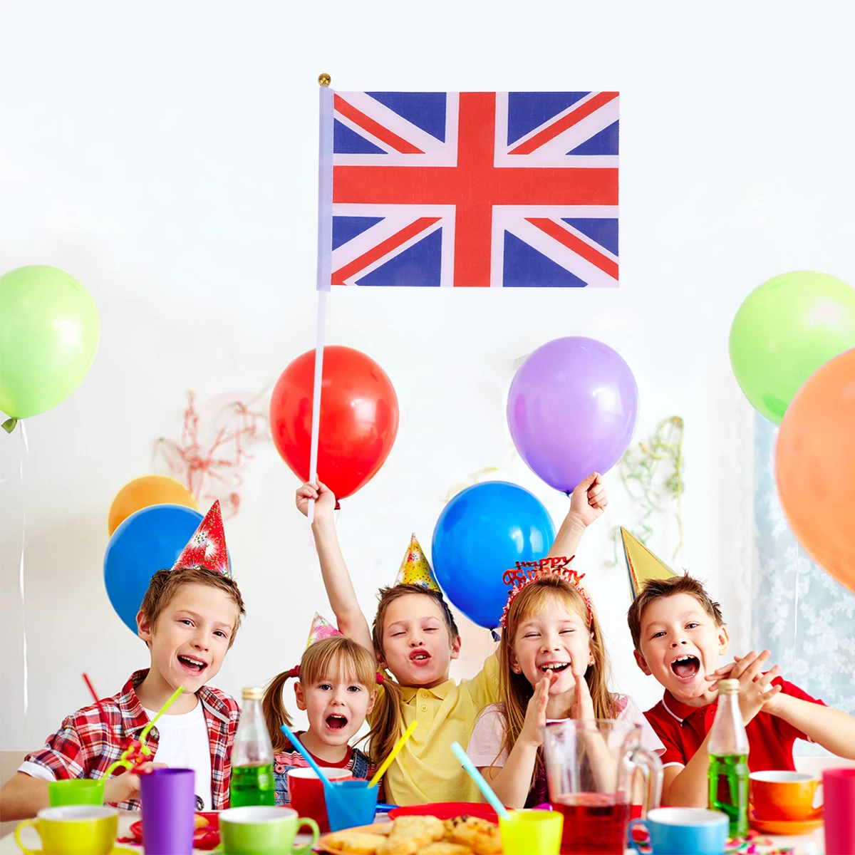 

20pcs Hand Held UK Plastic Stick Flags for Party Classroom Decorations Lightweight Country Flags On Stick