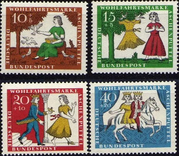 4Pcs/Set New Germany Post Stamp 1965 Grimm\'s Fairy Tales Stamps MNH