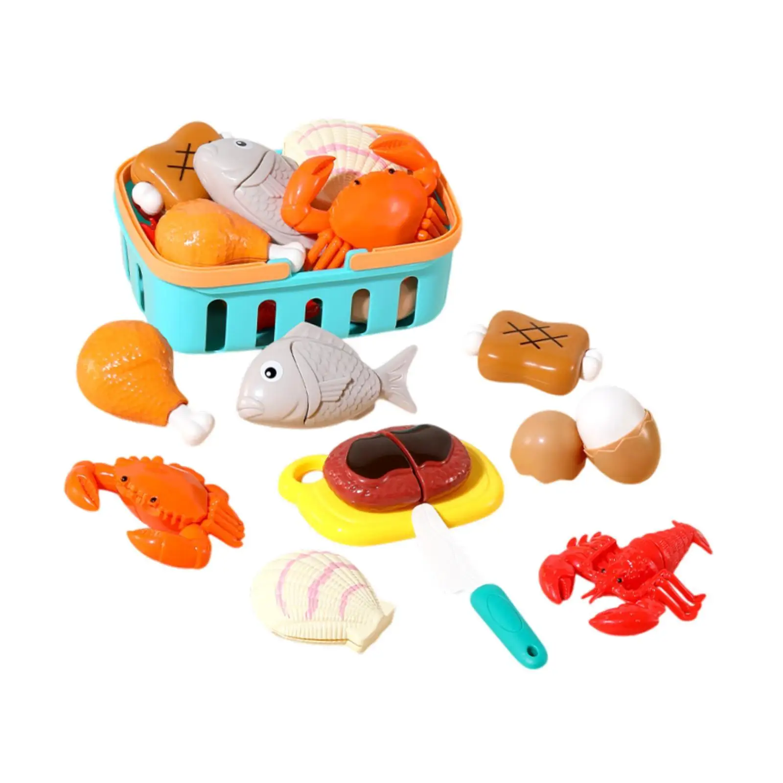 Cutting Food Toys Early Learning Toys Hand Eye Coordination with Holder Basket