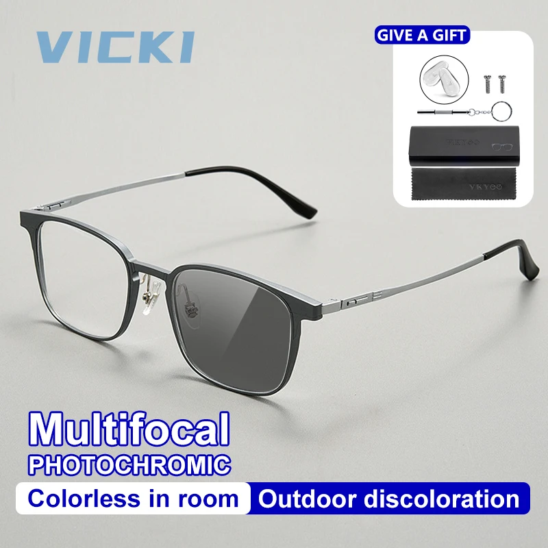 

VICKI Ultra-lightweight Men's Titanium Frame Glasses - Anti-blue Light - Customizable Prescription - Multifocal Lenses 28557LM