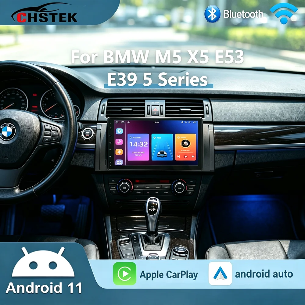 CHSTEK 7 Inch DSP Android Car Radio For BMW 5 Series E39 X5 E53 M5 1995-2007 Wireless Carplay Android Auto 4G LTE WIFI GPS
