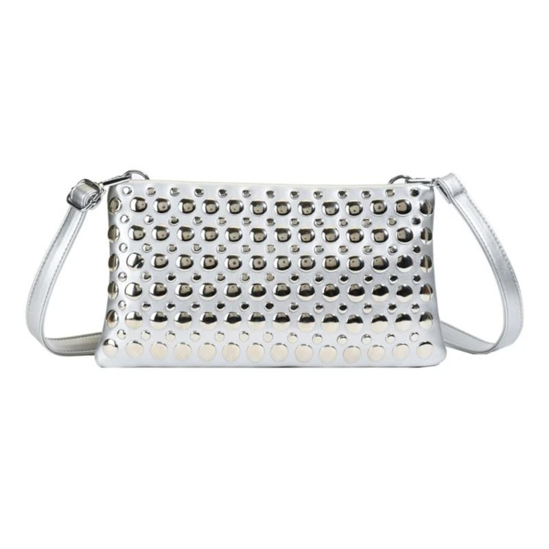 

A3PE Fashionable Women's Single Shoulder Handbag with Dot Studs And Adjustable Strap PU Leather Underarm Bag For Everyday Use