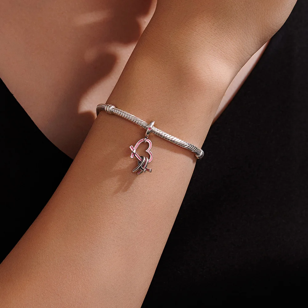 New 925 Sterling Silver Charm Fan Strap Pendant Fits Original Bracelet DIY Jewelry Accessories Everyday Wear Gift For Women