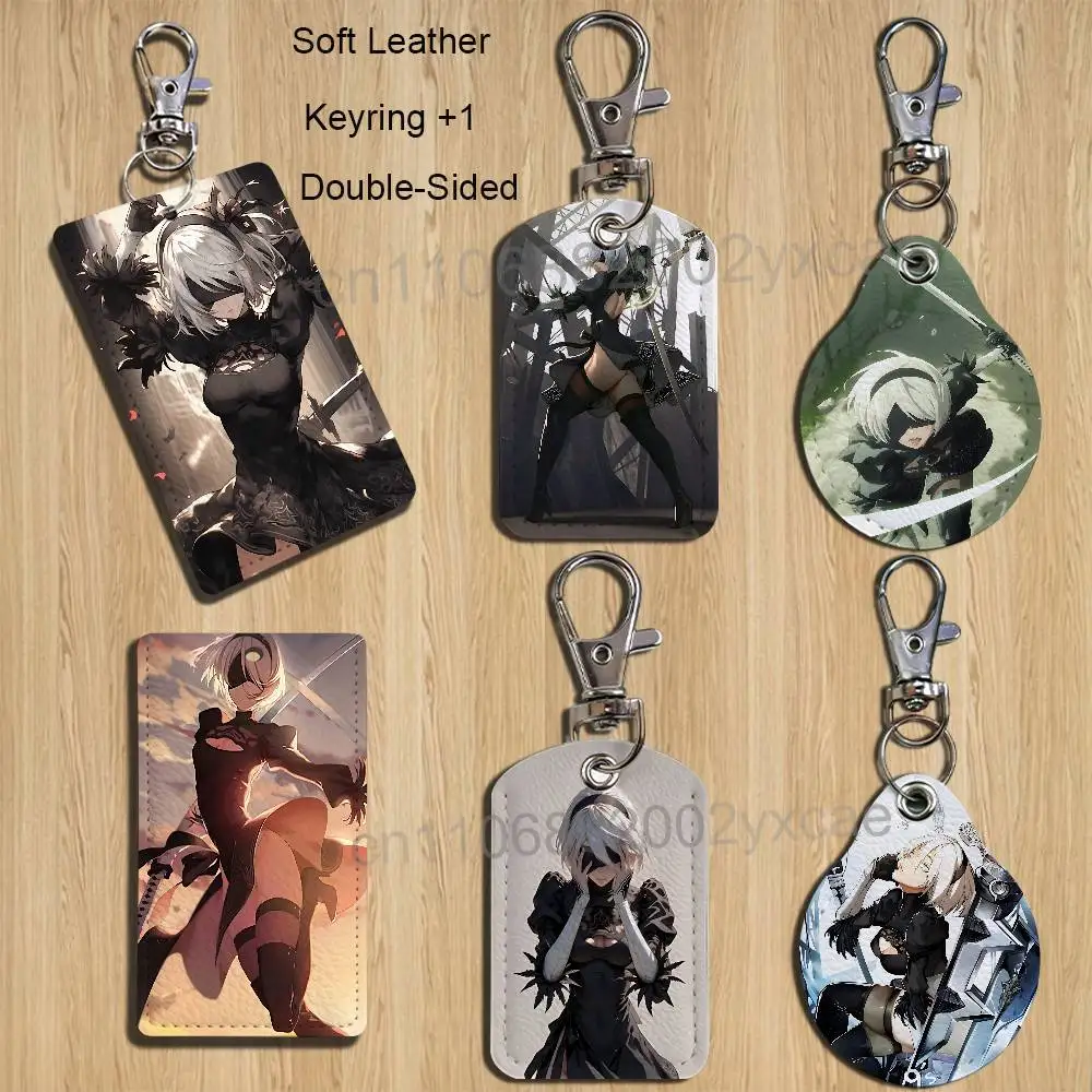 

game 2B cool NieR YoRHa Cartoon Singer Anime Card Keychain Fashion Pendant Bag ID Door Card Case Bus Card Cute Adult