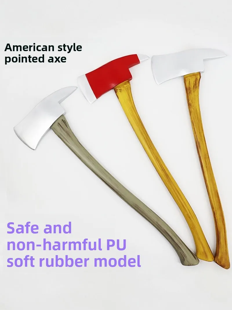 Scary Halloween Prop American Pointed Axe Soft Rubber Firefighting Tool Model Large Children's Toy Axe Realistic Simulation