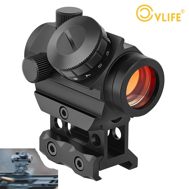 MidTen Riflescope 1x25mm 2MOA Red Dot Sight Waterproof Shockproof  Fog-Proof Red Dot Scope with 1 inch Riser Mount Alumin