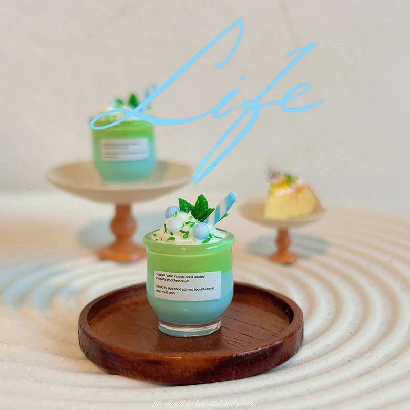 Adorable juego de tazas para bebidas de leche y menta para casa de muñecas 1/12 para juegos imaginativos