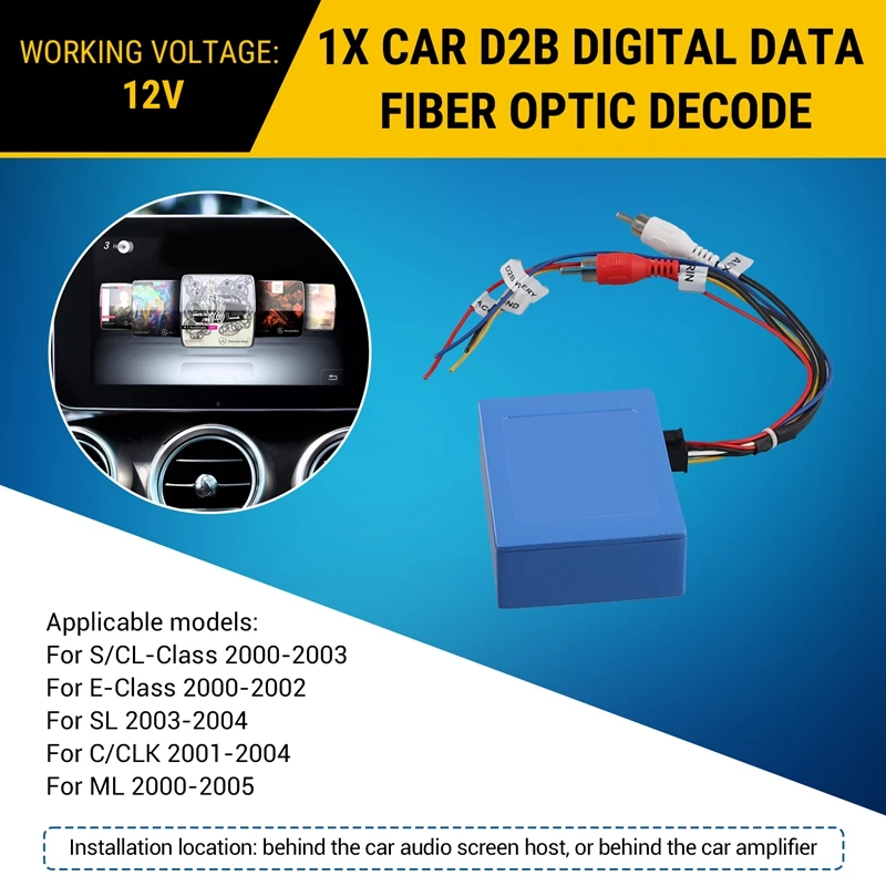 Car D2B Digital Data Fiber Optic Decoder Car Radio Adapter For Mercedes Benz ML S/CL SL ECS CLK E Class